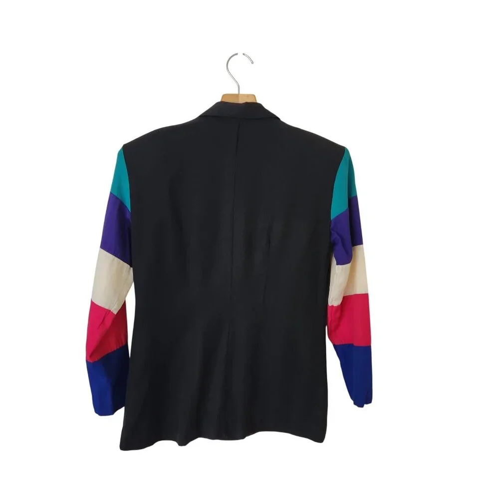 Vintage 80s 90s Last Exit Color-block Blazer Jacket Maximalism Office Party - Picture 2 of 9